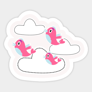 Flying bird with clouds Sticker